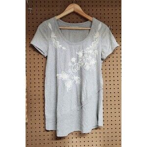 Soft Surroundings gray embroidered XS shirt